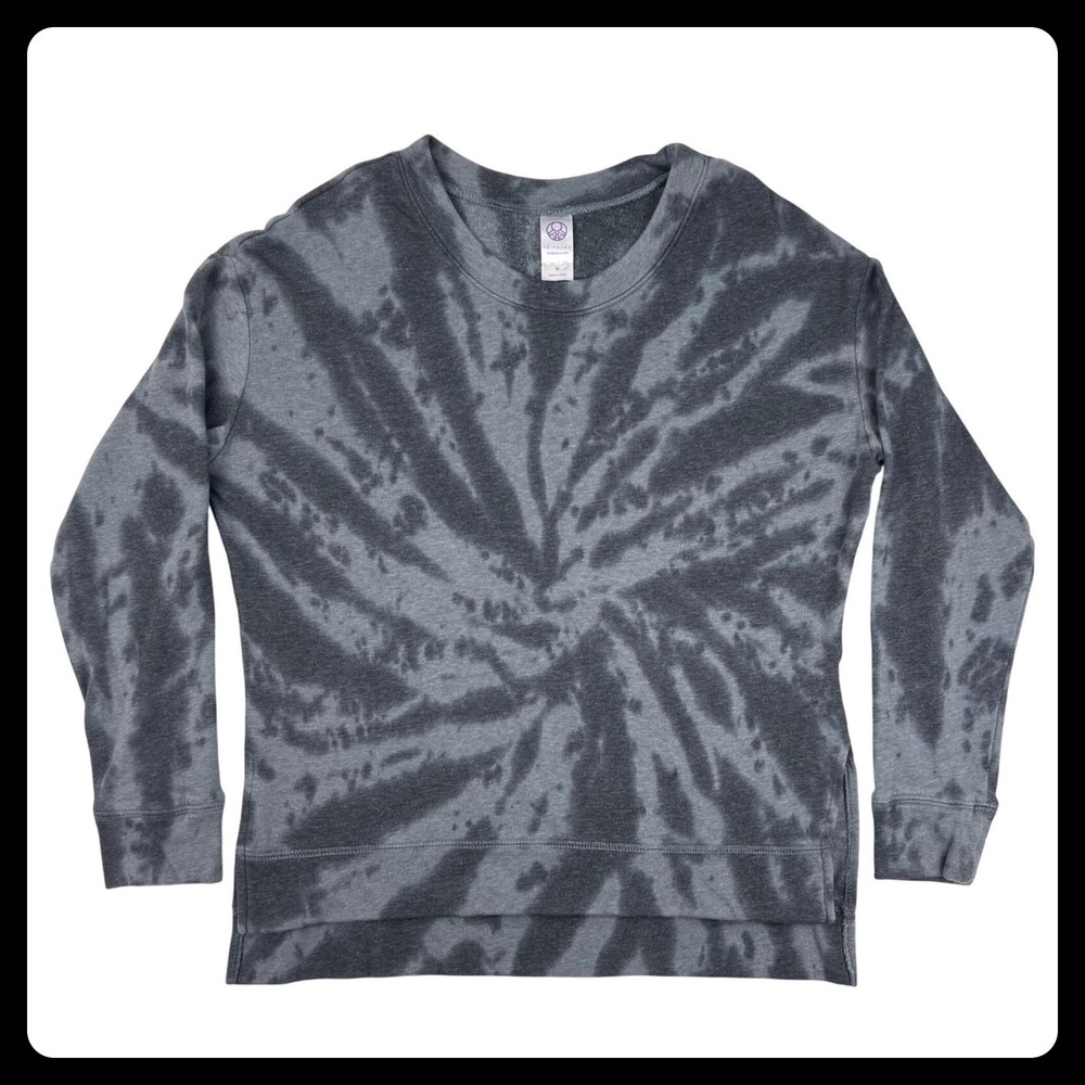 Te Verde French Terry Tie Dye Sweatshirt Women Medium Gray Swirl Cotton Poly